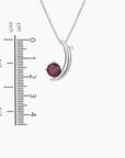 Garnet Half Moon Pendant Necklace in Sterling Silver - Irosk Australia