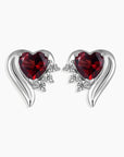 Garnet Heart Shape Stud Earrings in Sterling Silver - Irosk Australia