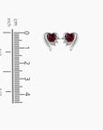Garnet Heart Shape Stud Earrings in Sterling Silver - Irosk Australia