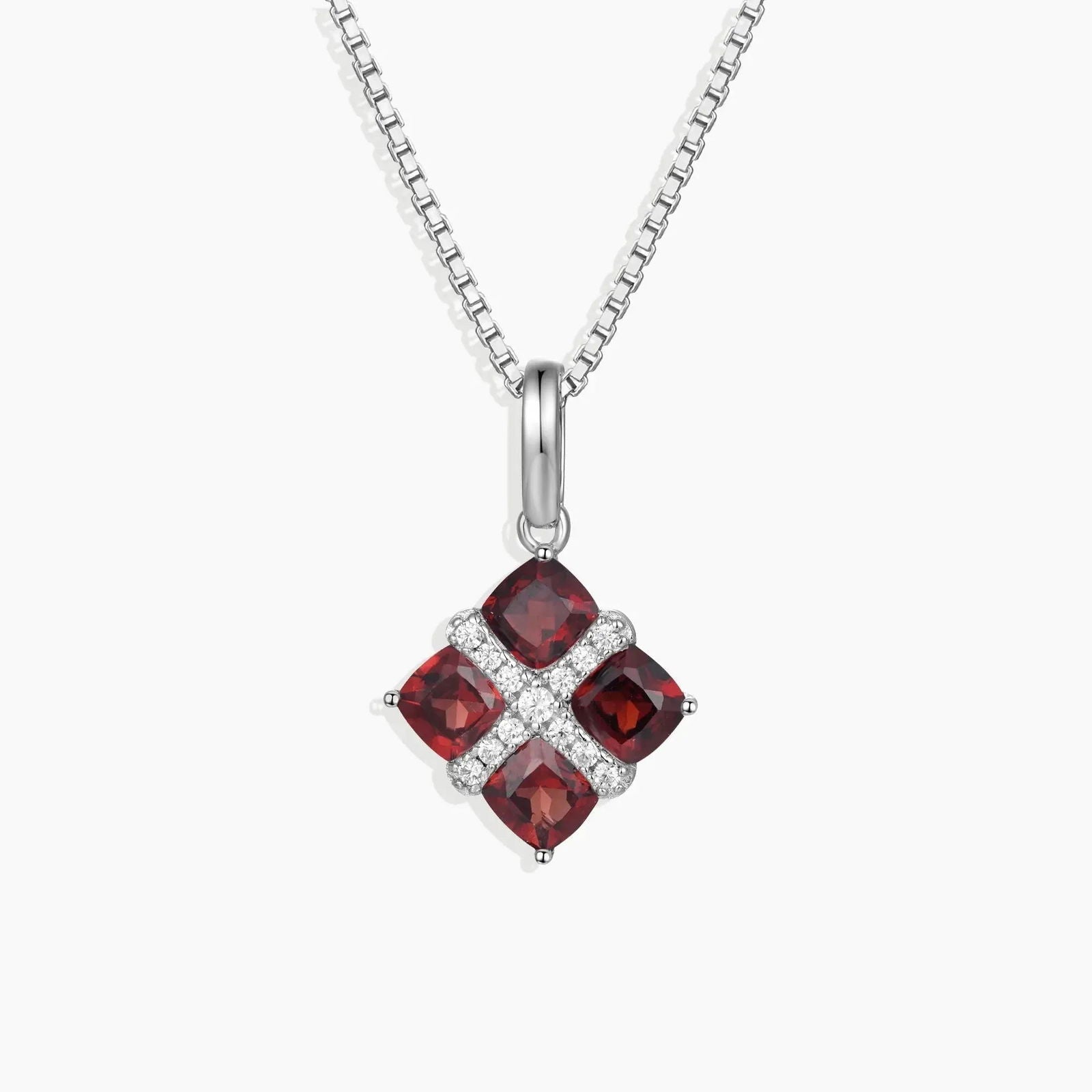 Garnet Infanta Charm Necklace in Sterling Silver - Irosk Australia