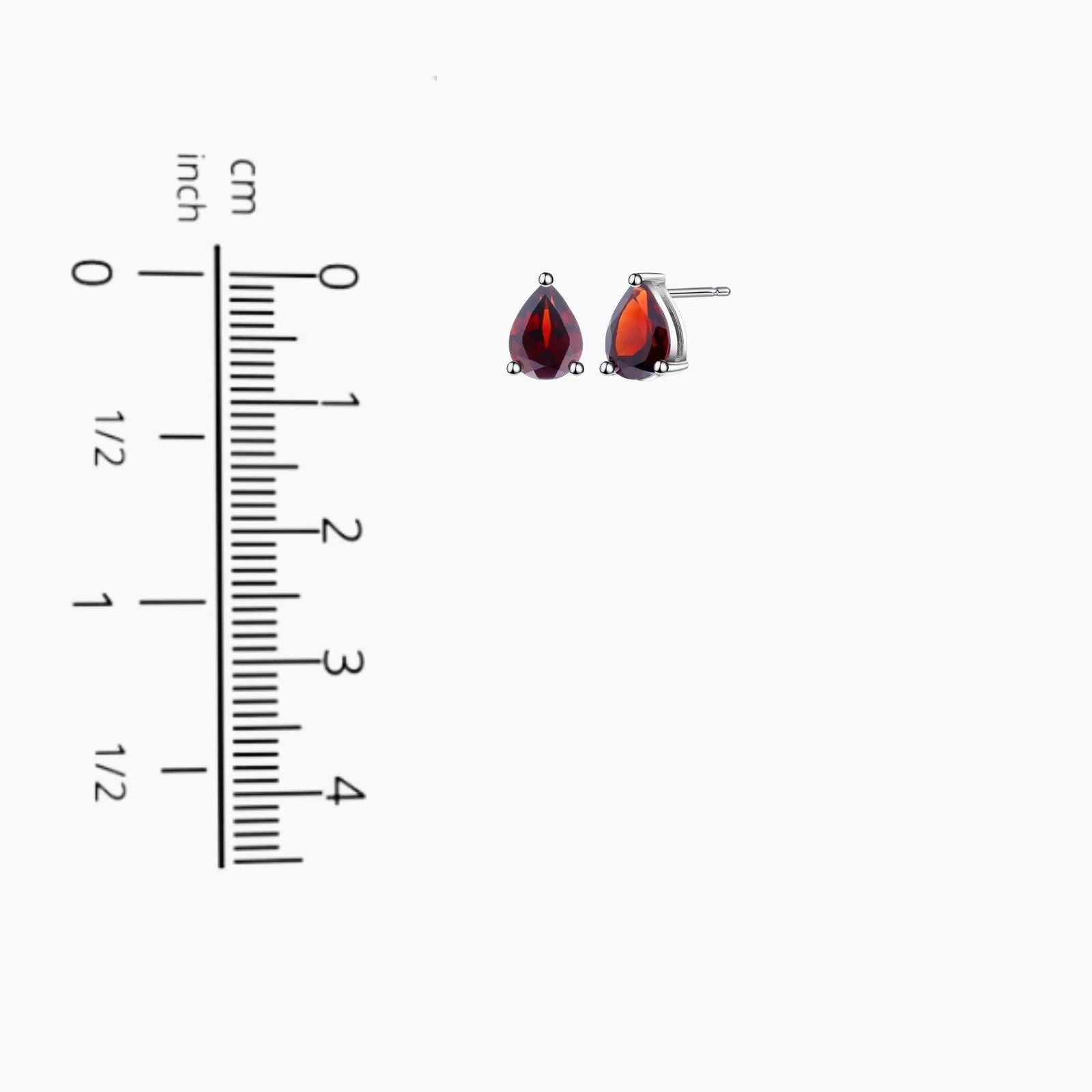 Garnet Pear Cut Stud Earrings in Sterling Silver - Irosk Australia ® - Irosk Australia