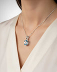 Oval Aquamarine Pendant in 925 Sterling Silver (March Birthstone)