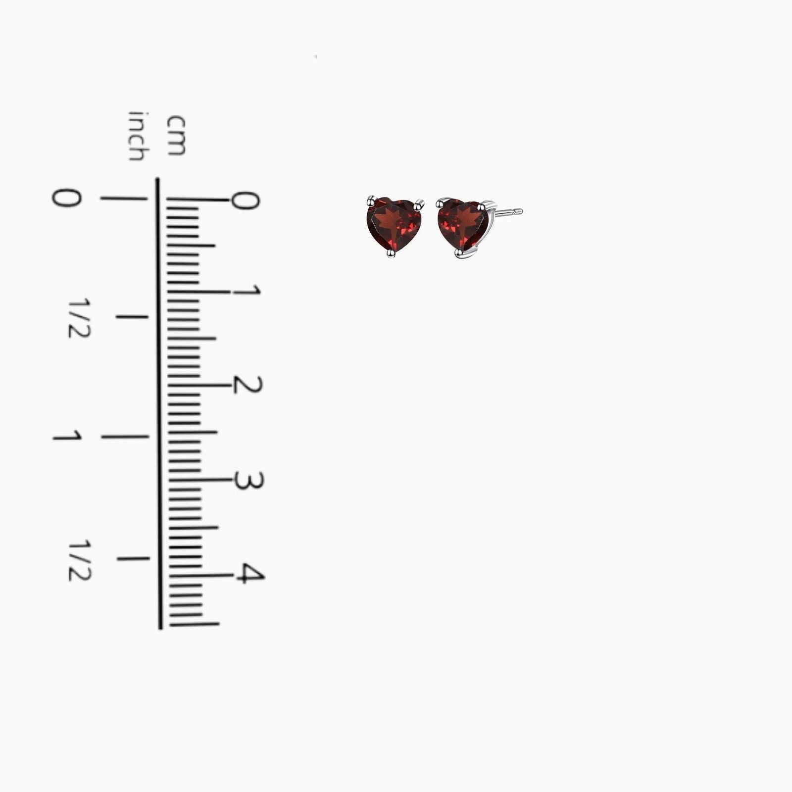 Heart Shape Stud Earrings in Sterling Silver -  Garnet - Irosk Australia