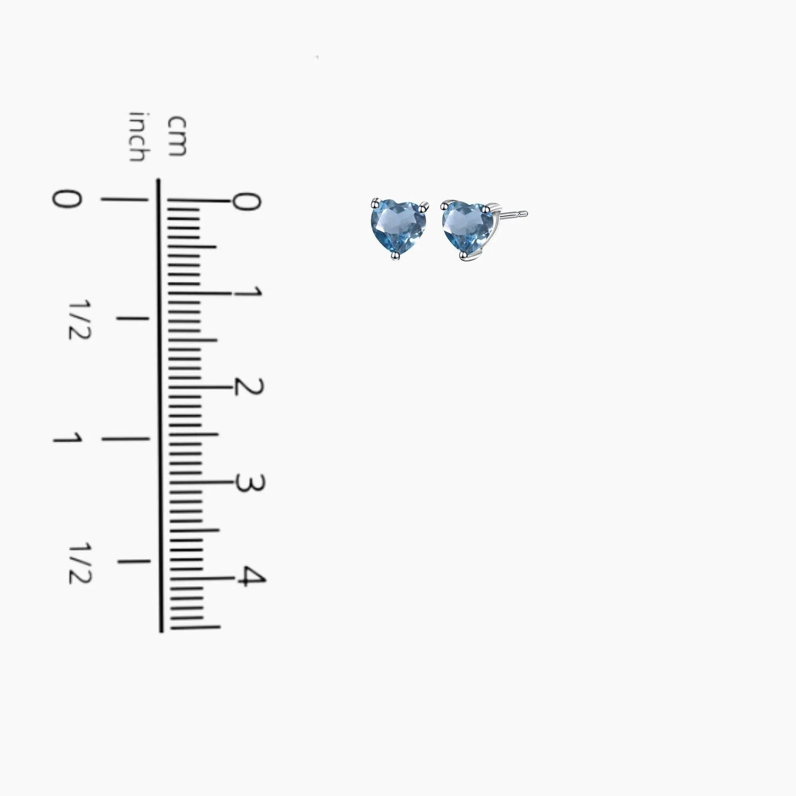 Heart Shape Stud Earrings in Sterling Silver -  London Blue Topaz - Irosk Australia
