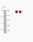 Heart Shape Stud Earrings in Sterling Silver -  Ruby - Irosk Australia