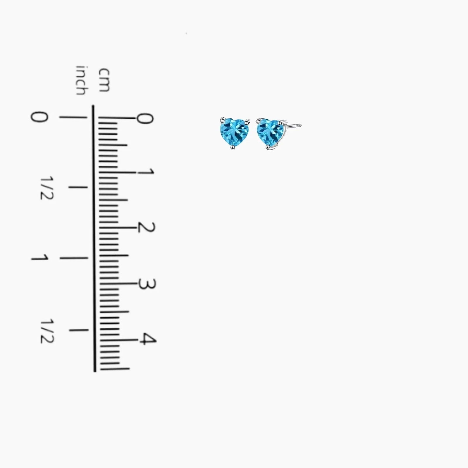 Heart Shape Stud Earrings in Sterling Silver -  Swiss Blue Topaz - Irosk Australia