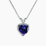 Heart Shaped Sapphire Necklace in 925 Sterling Silver by Irosk with Rhodium Plating