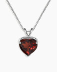 Heart Shaped Gemstone Necklace in Sterling Silver -  Garnet - Irosk Australia