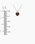 Heart Shaped Gemstone Necklace in Sterling Silver -  Garnet - Irosk Australia