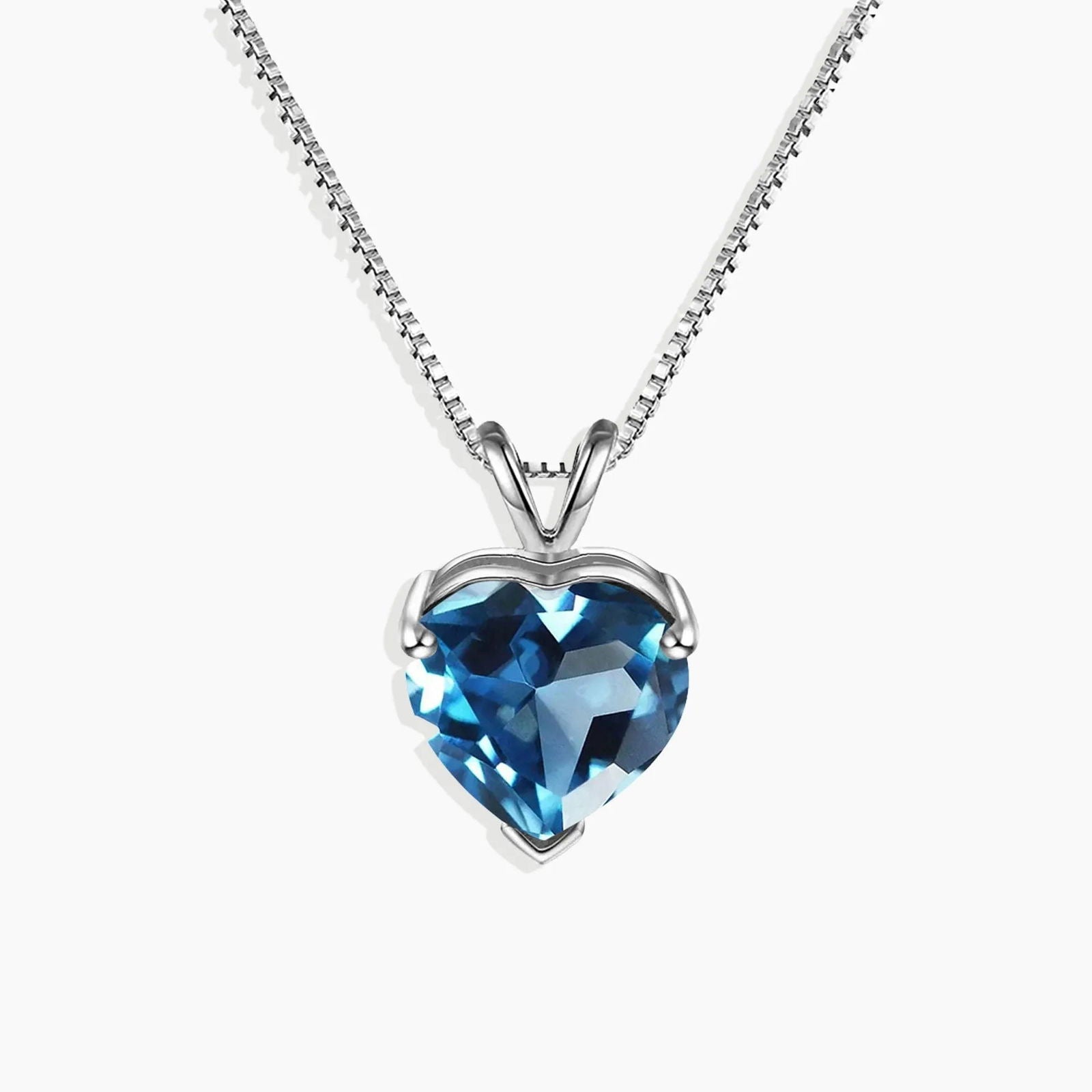 Heart Shaped Gemstone Necklace in Sterling Silver -  London Blue Topaz - Irosk Australia