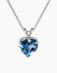 Heart Shaped Gemstone Necklace in Sterling Silver -  London Blue Topaz - Irosk Australia