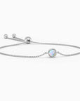 Bezel Set Round Opal Bracelet in Sterling Silver by Irosk ® - Elegant fine jewelry featuring natural opal stones in a bezel setting on a silver box chain