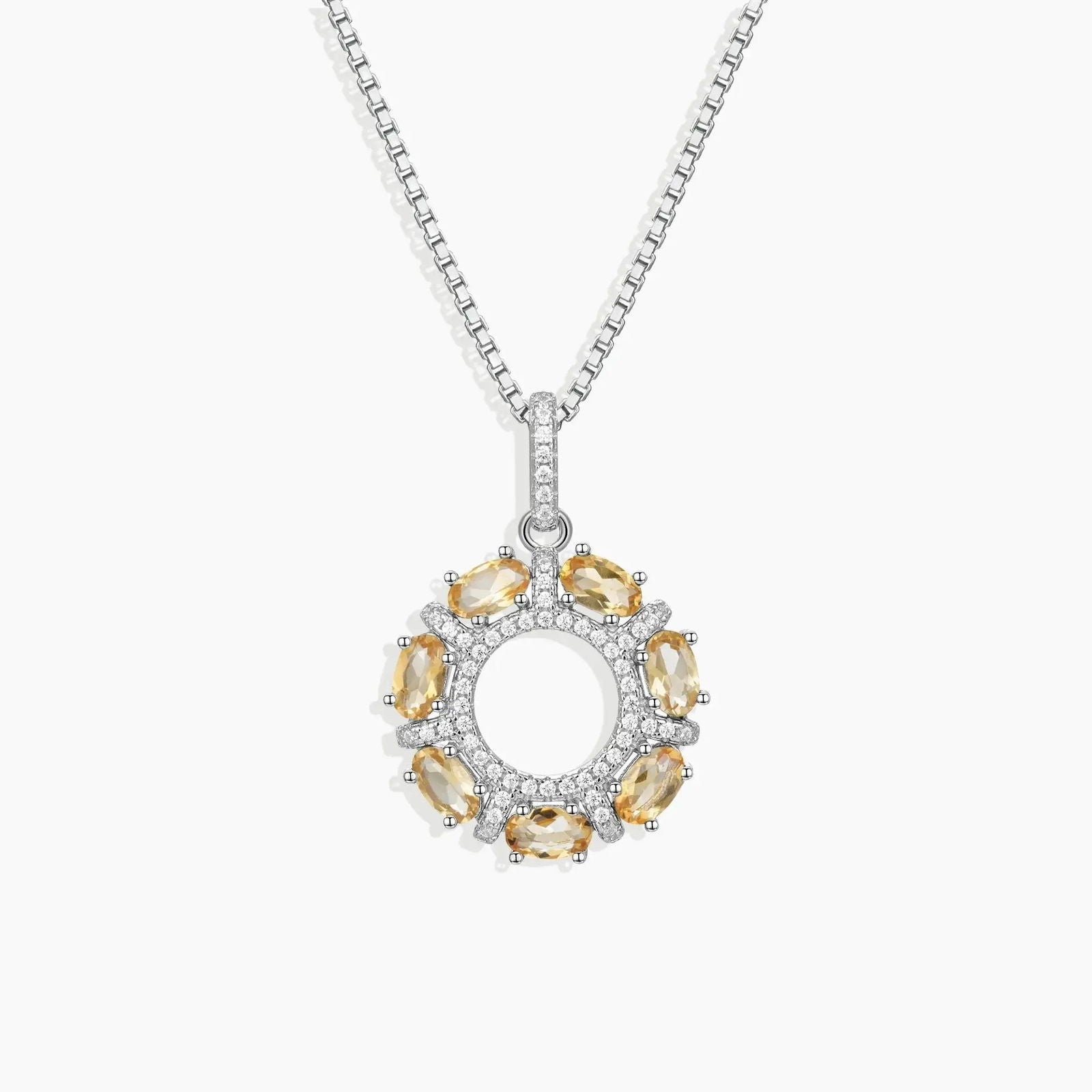Galaxy Citrine Pendant Necklace in 925 Sterling Silver