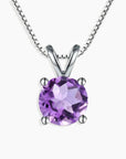 Irosk Round Cut Pendant in Sterling Silver -  Amethyst - Irosk Australia
