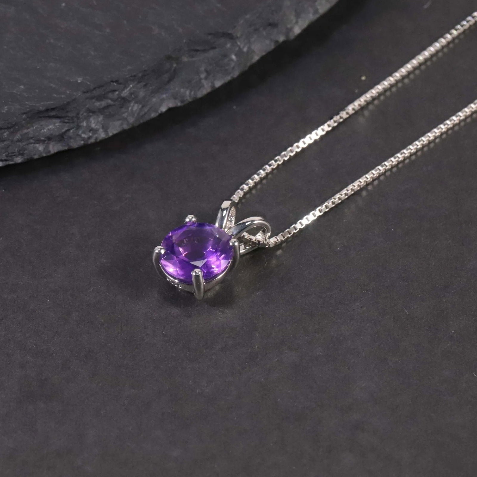 Irosk Round Cut Pendant in Sterling Silver -  Amethyst - Irosk Australia