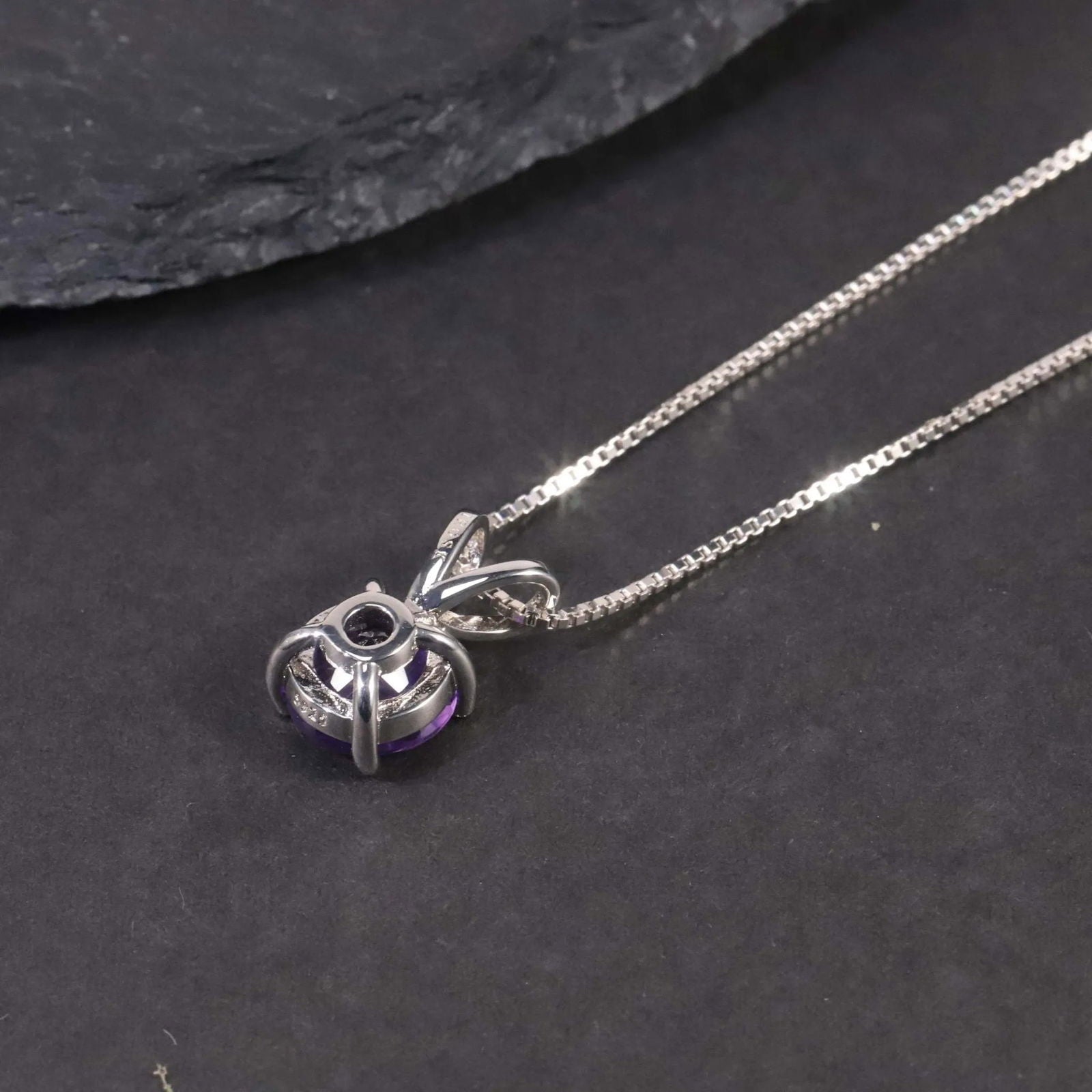 Irosk Round Cut Pendant in Sterling Silver -  Amethyst - Irosk Australia