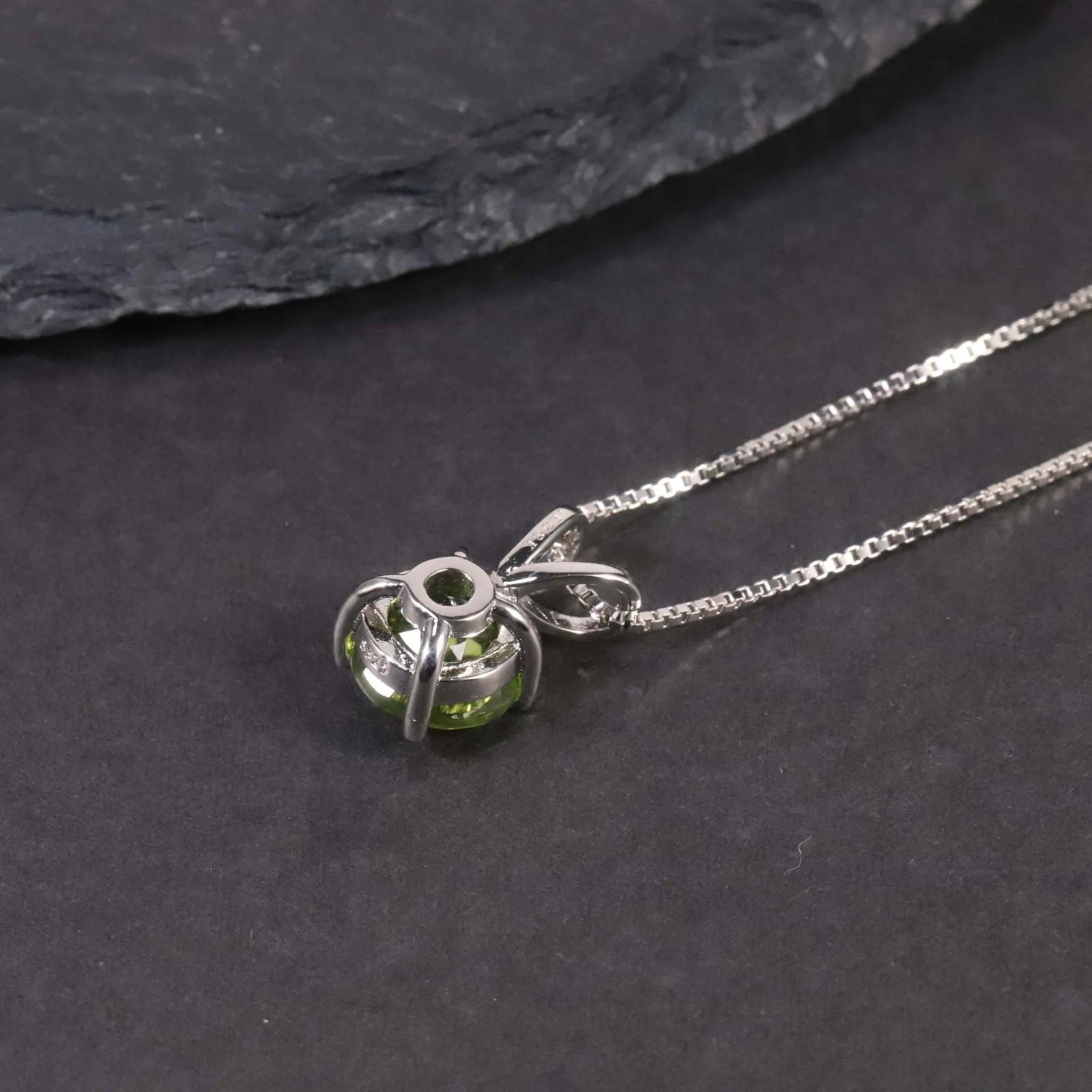 back side of peridot necklace round shape - irosk australia