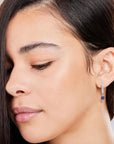 Rhodium-plated sapphire drop earrings in sterling silver