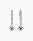 Sterling silver earrings with round sapphire gemstones