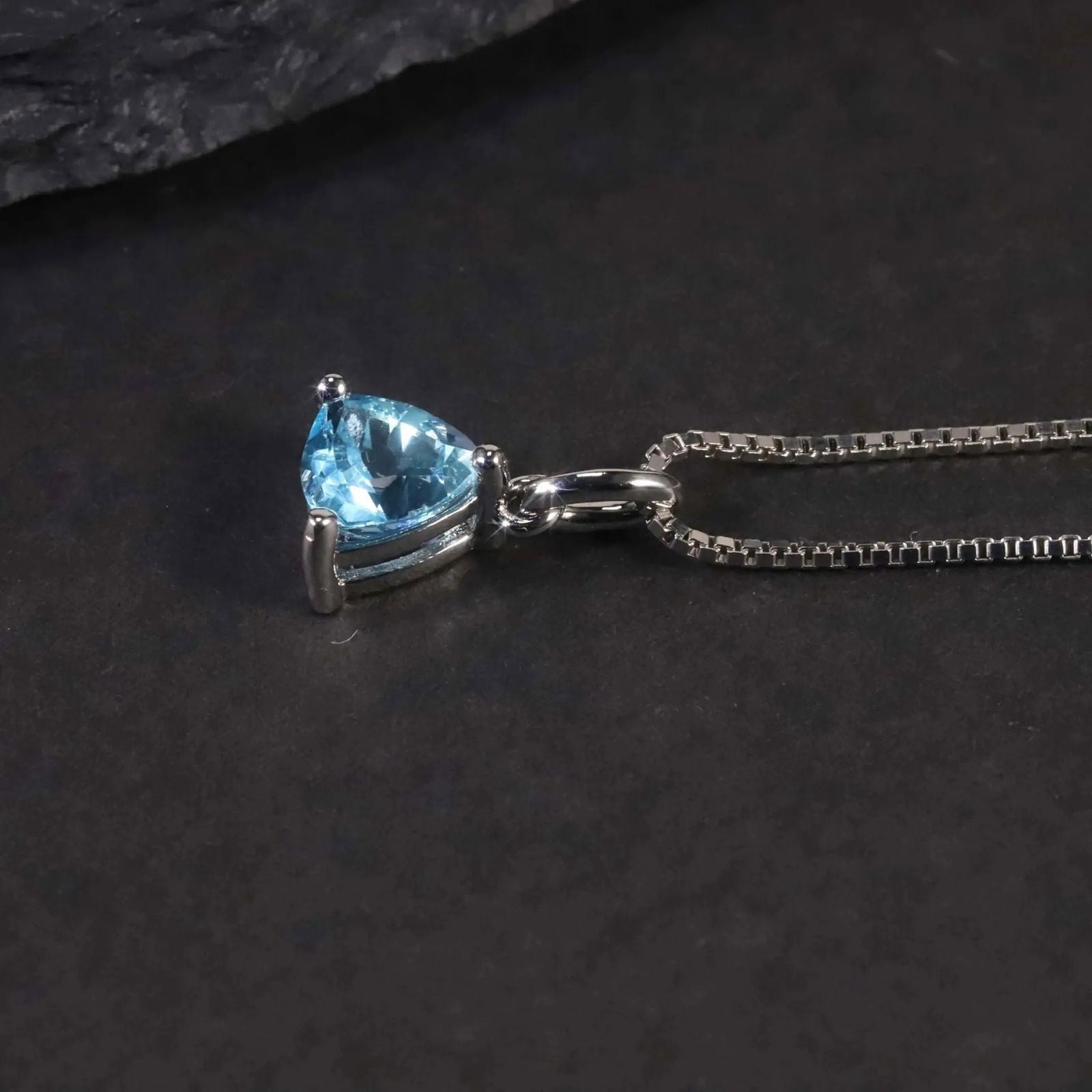 Irosk Trillion Shape Pendant in Sterling Silver -  Swiss Blue Topaz - Irosk Australia