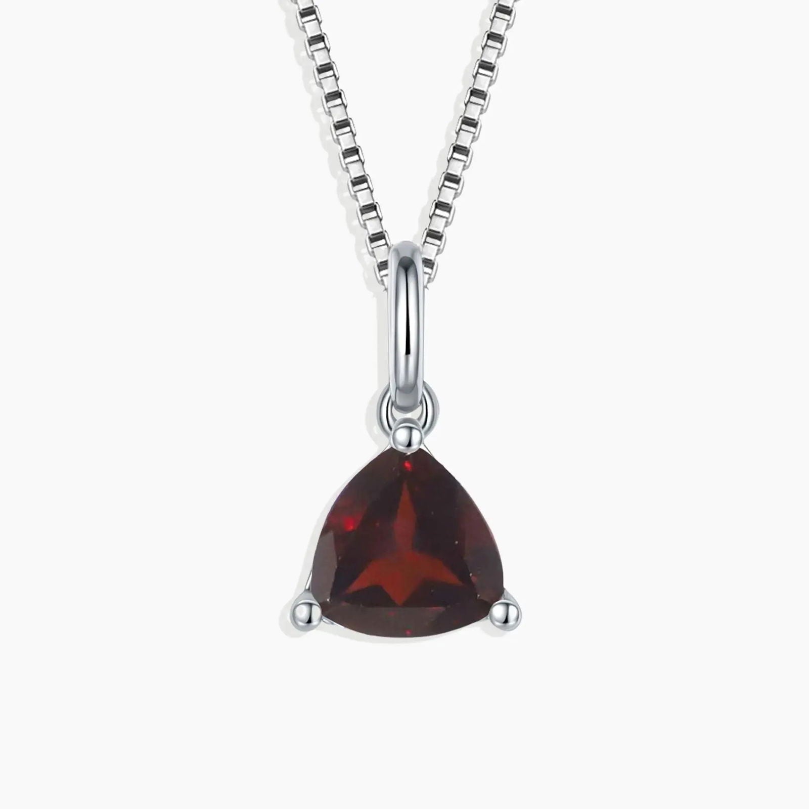 Irosk Trillion cut Necklace in Sterling Silver -  Garnet - Irosk Australia