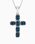 London Blue Topaz Cross Pendant Necklace in 925 Sterling Silver - Irosk Australia ® - Irosk Australia