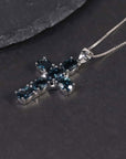 London Blue Topaz Cross Pendant Necklace in 925 Sterling Silver - Irosk Australia ® - Irosk Australia