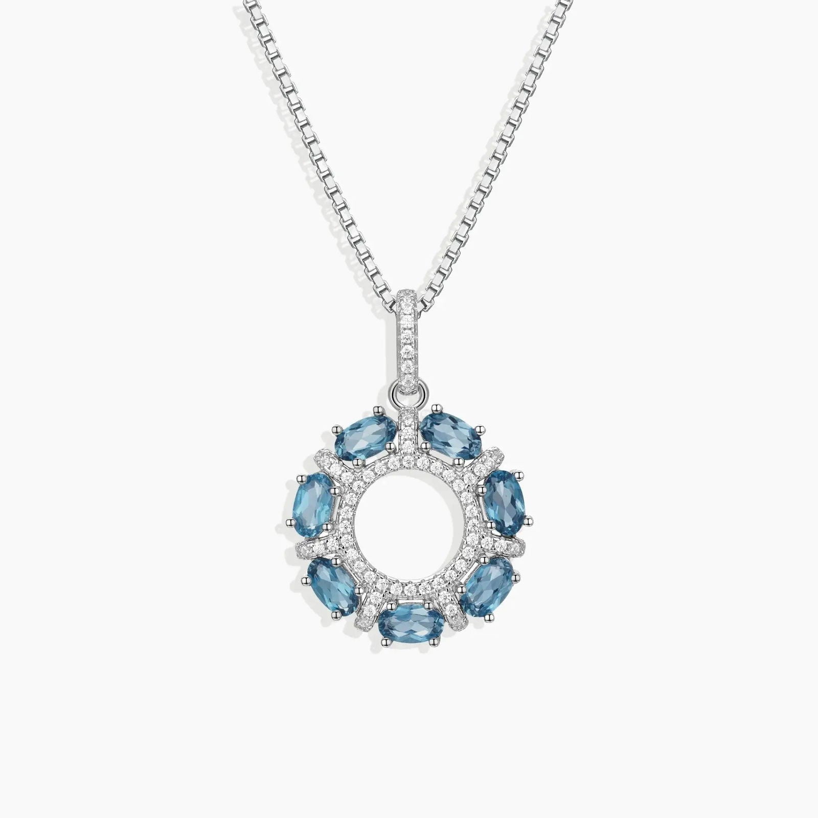 London Blue Topaz Galaxy Pendant Necklace in Sterling Silver - Irosk Australia
