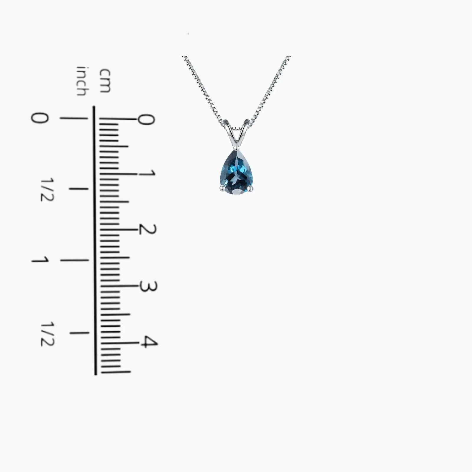 London Blue Topaz Pear Pendant Necklace - 925 Sterling Silver - Irosk Australia