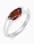 Marquise Cut Garnet Semi Bezel Set Ring - Irosk Australia