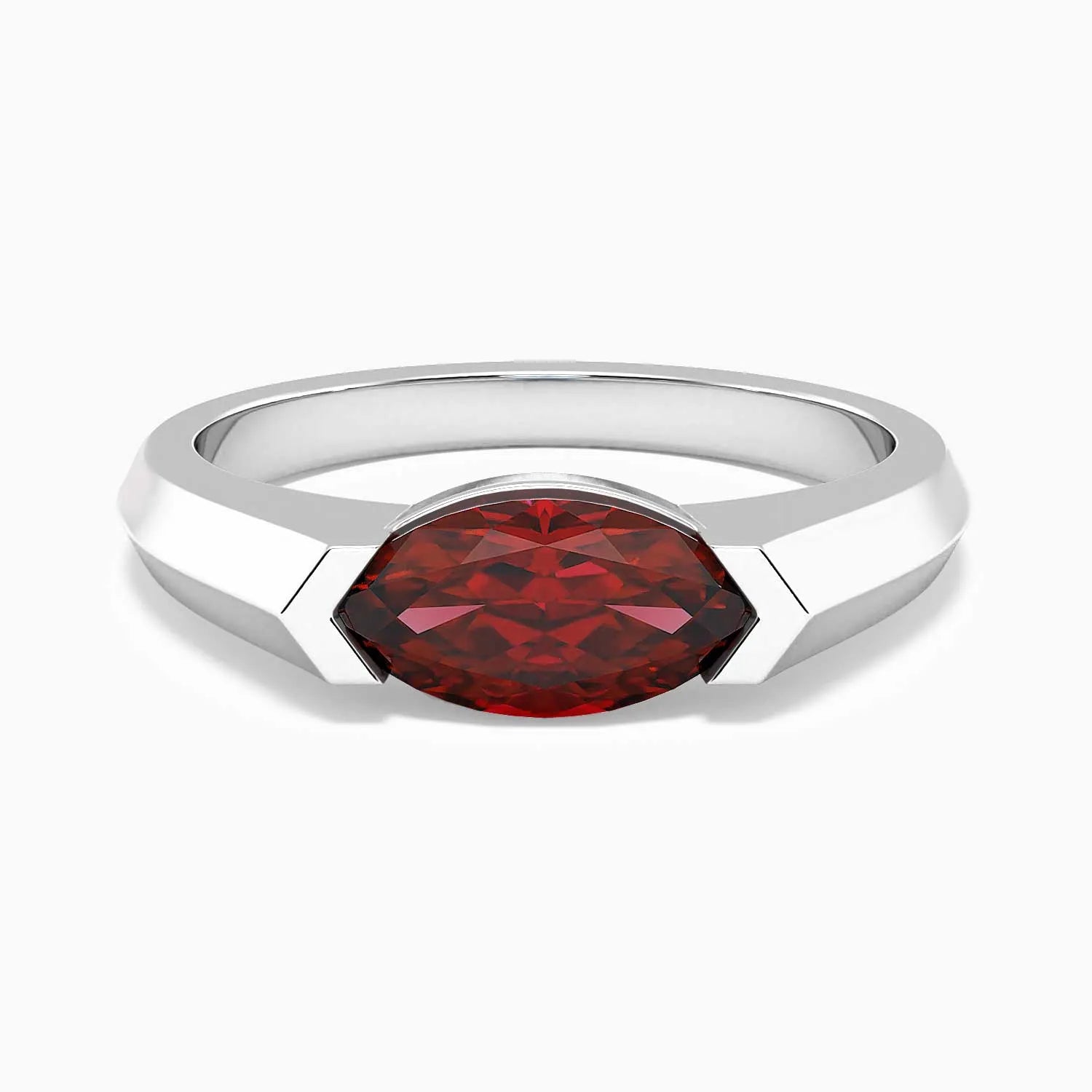 Marquise Cut Garnet Semi Bezel Set Ring - Irosk Australia