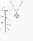 Measurement chart indicating the pendant’s 1.6 cm height and 1.0 cm width for the Sunburst Moissanite Necklace.