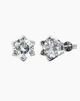 Front and side views of the 1ct Moissanite Round-Cut Stud Earrings, highlighting their brilliant sparkle and sterling silver setting.