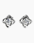 Pair of 1ct Moissanite bond Stud Earrings in sterling silver, displayed against a white background.