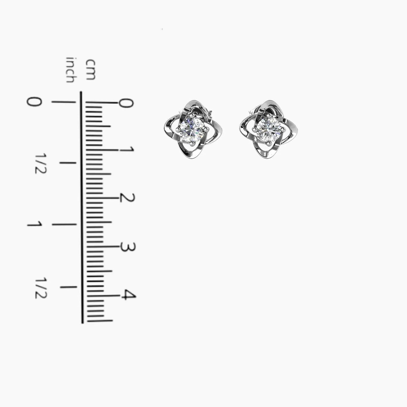 Size chart displaying the height and width (1.2 cm each) of the Moissanite bond Stud Earrings.