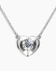 Heart-Shaped Moissanite Pendant Necklace in sterling silver, featuring a 1-carat round moissanite stone.