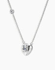 Front view of the Heart-Shaped Moissanite Pendant Necklace, showcasing a brilliant 1-carat center stone.
