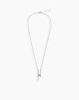 Trace chain with the Moissanite Parallel Bars Pendant attached, showing the secure bail and extender clasp.