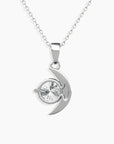 Moissanite Half Moon Crescent Pendant Necklace - back side view