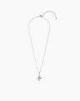 full view of moissanite moon pendant and chain.
