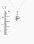 Measurement chart indicating the 2.0 cm height and 1.0 cm width of the Moissanite Crescent Moon Pendant.