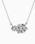 Moissanite Twin Pendant Necklace by Irosk Australia on a white background, featuring two brilliant stones in 925 Sterling Silver.