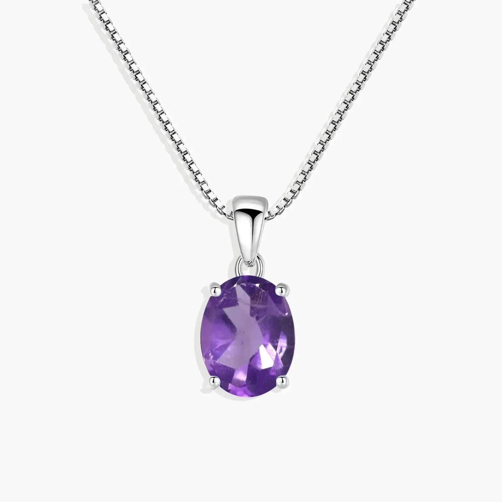 Oval Amethyst Pendant Necklace in Sterling Silver - Irosk Australia ® - Irosk Australia