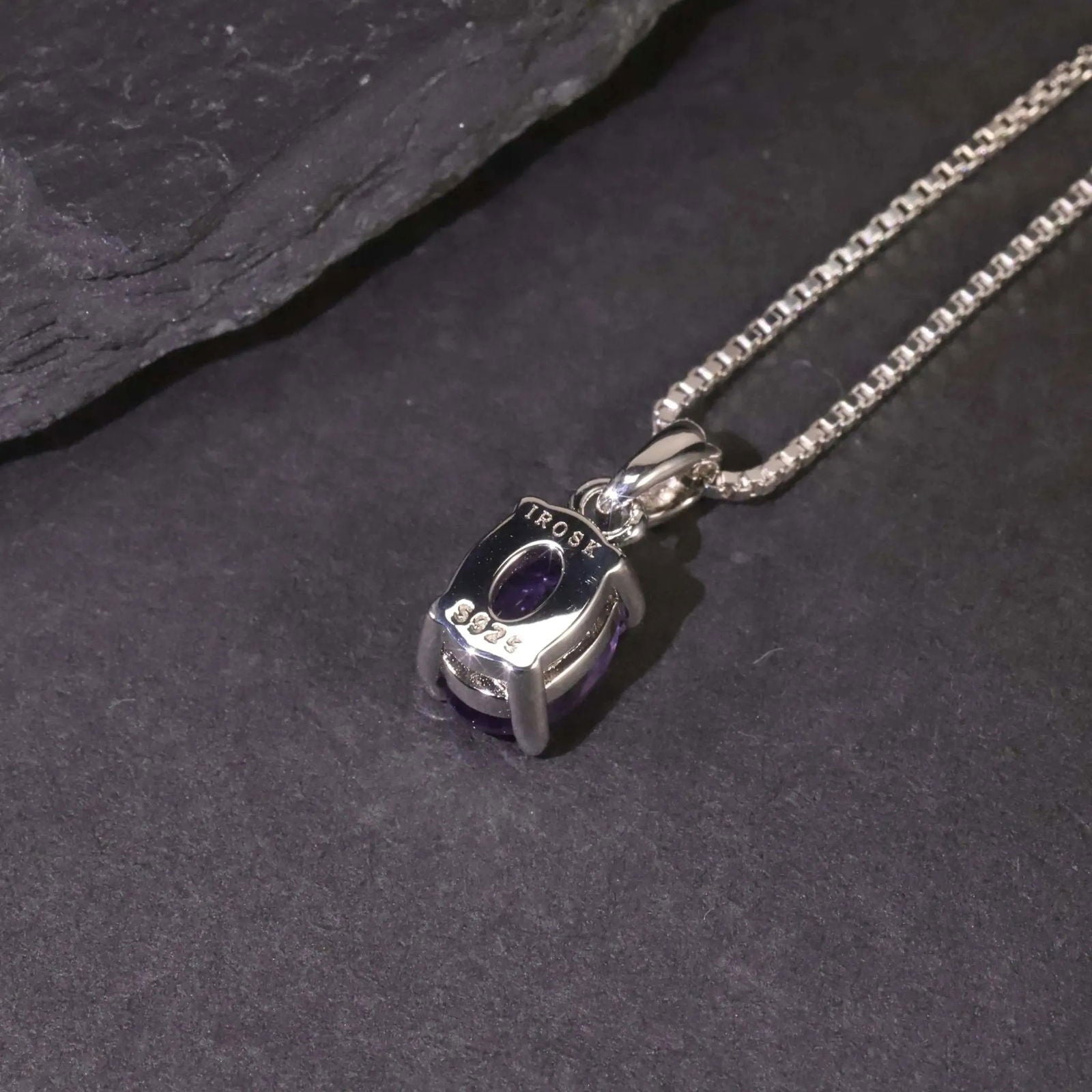 Oval Amethyst Pendant Necklace in Sterling Silver - Irosk Australia ® - Irosk Australia