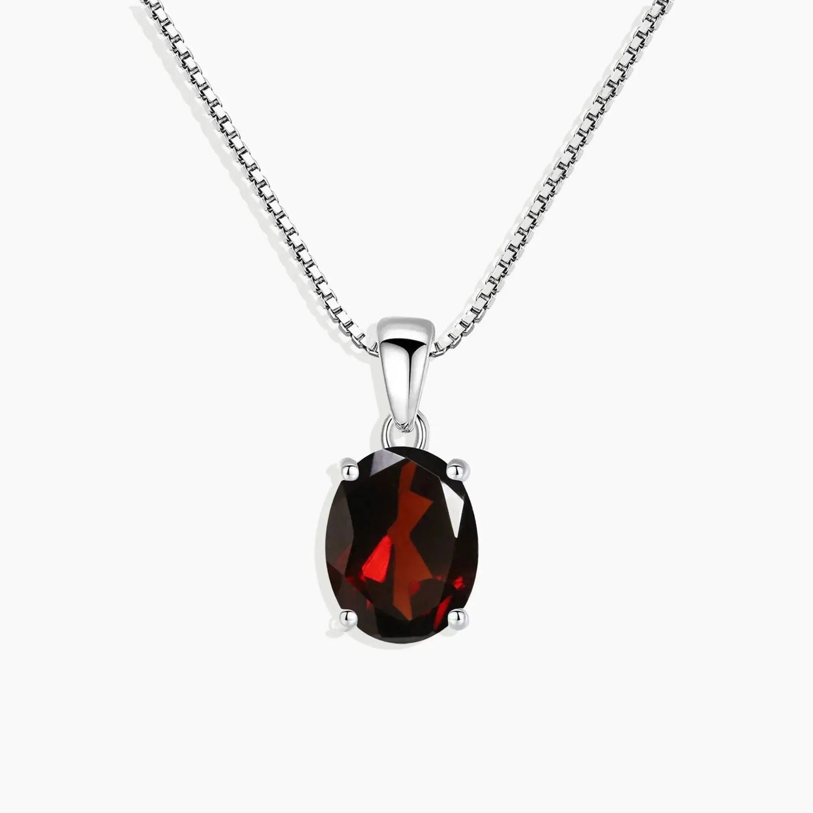 Oval Garnet Pendant Necklace in Sterling Silver - Irosk Australia ® - Irosk Australia