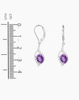 Oval Shape Amethyst Dangling Leverback Earrings in 925 Sterling Silver - Irosk Australia ® - Irosk Australia