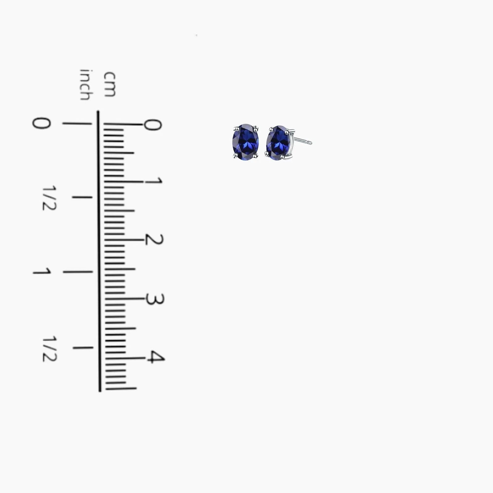 Oval-cut sapphire earrings in rhodium-plated silver
