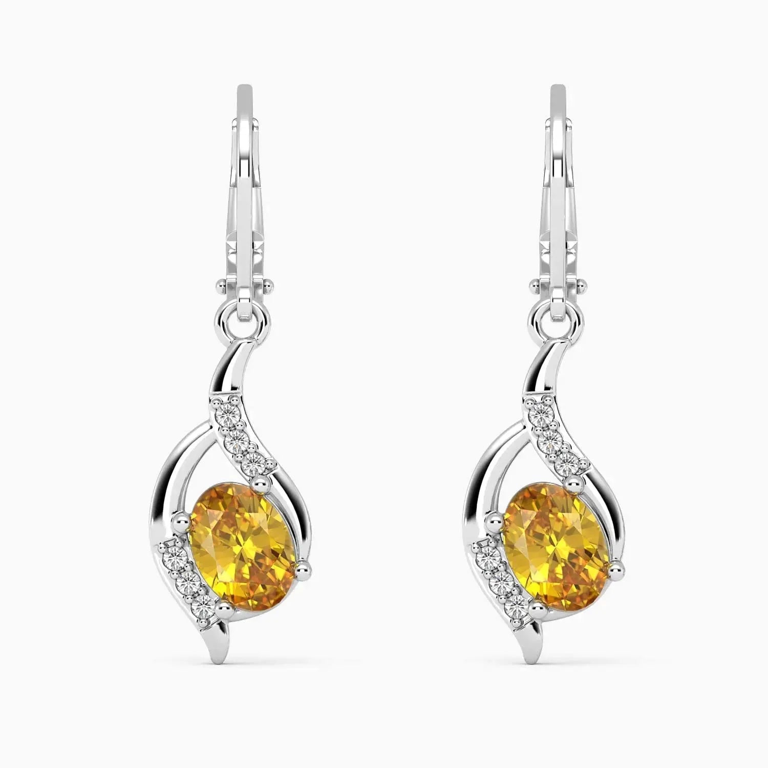 front view of citrine gemstone earrings