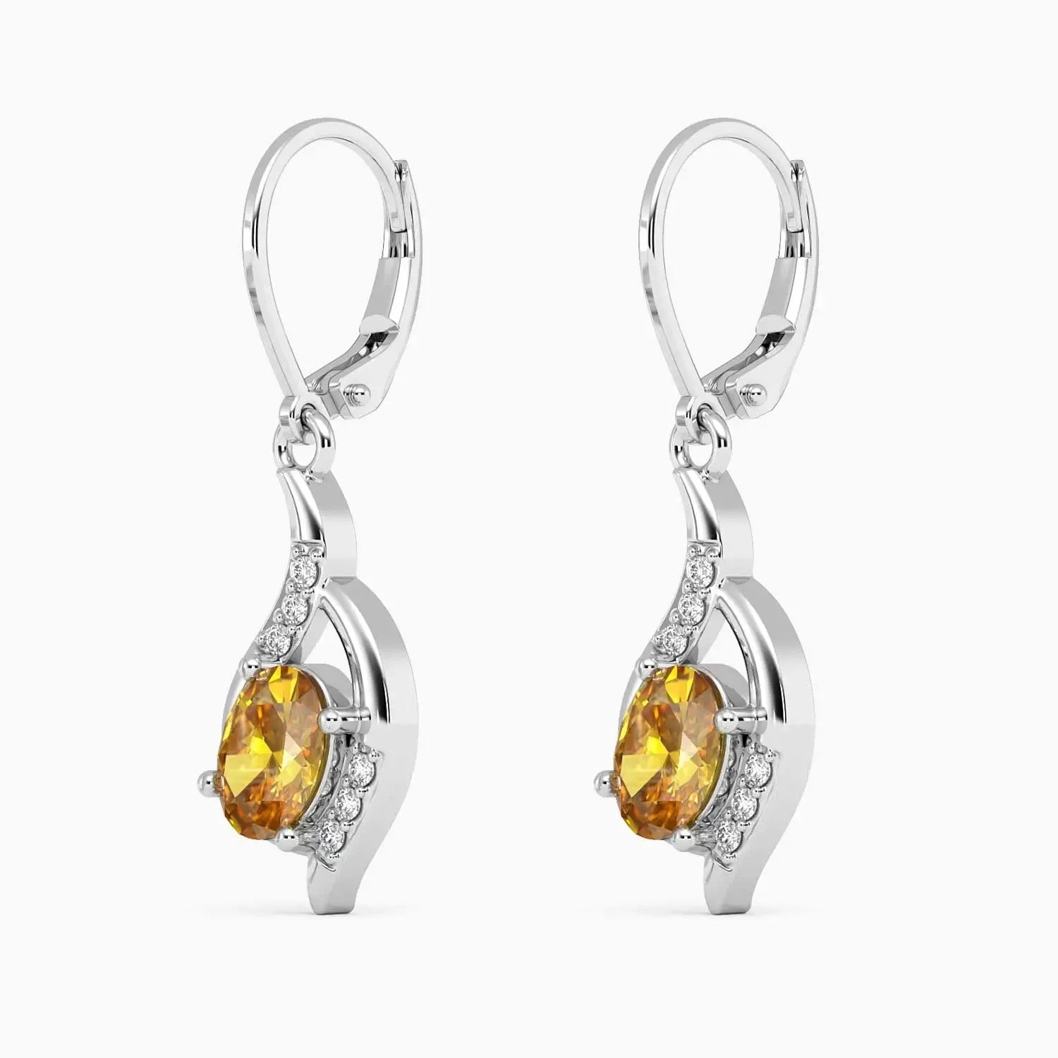 side view of citrine gemstone leverback earrings