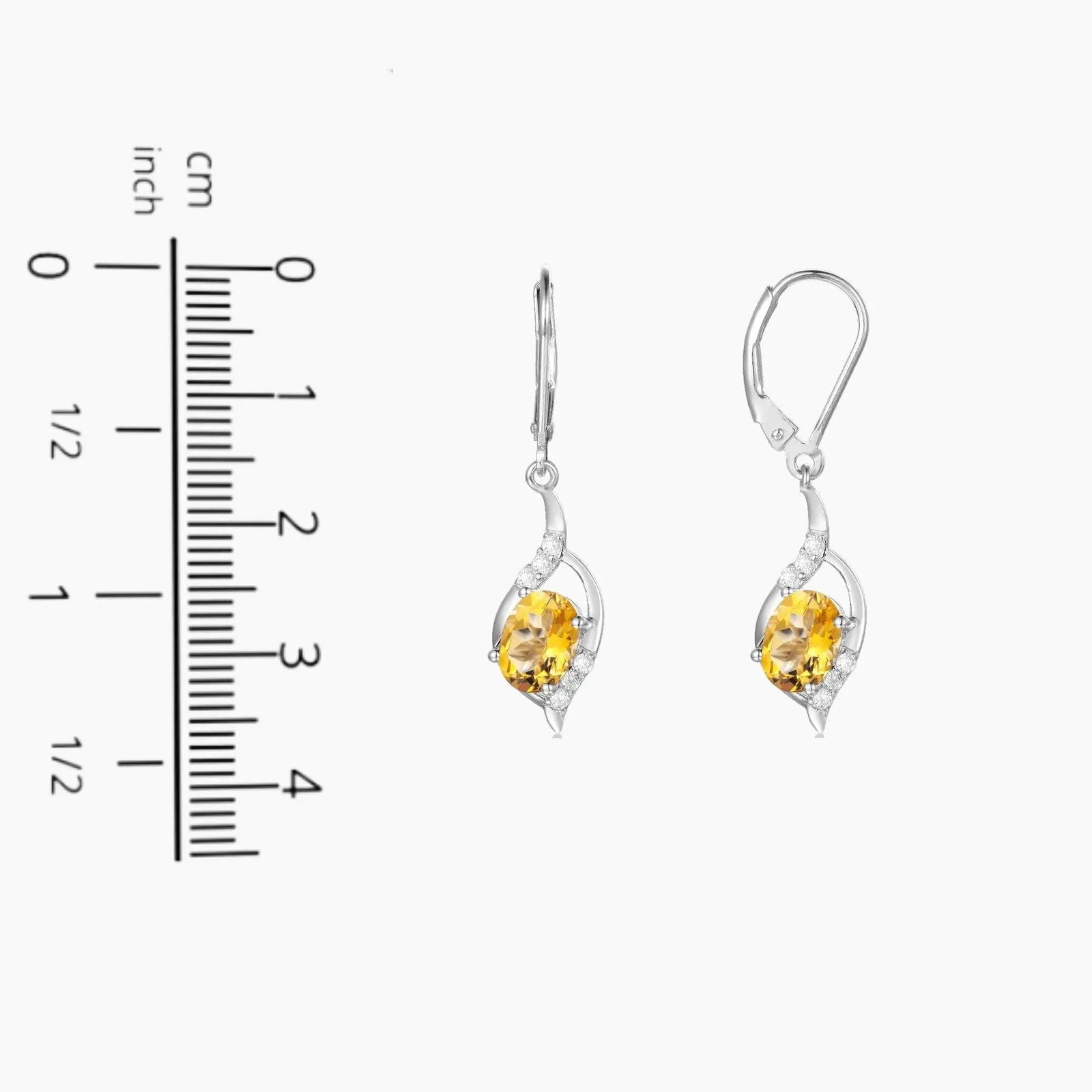 Oval Shape Citrine Drop Earrings - leverback| Irosk Australia ® - Irosk Australia